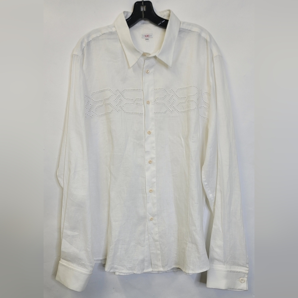 Versace VJC linen embroidered Long-Sleeve button down Shirt